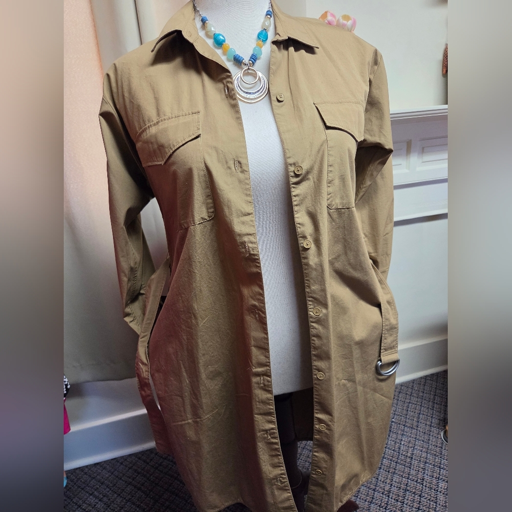 NWT Gap Long Shirt Dress/shacket Tan , Size Medium - Picture 5 of 13